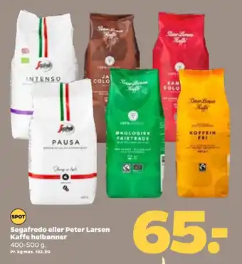 Netto Segafredo eller Peter Larsen Kaffe helbønner tilbud