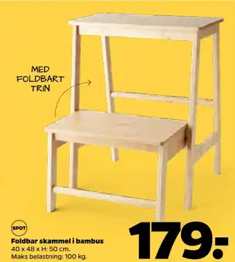 Netto Foldbar skammel i bambus tilbud