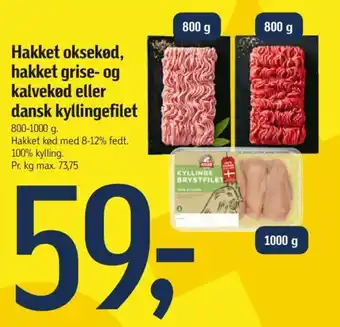 Føtex Hakket oksekød, hakket grise- og kalvekød eller dansk kyllingefilet tilbud