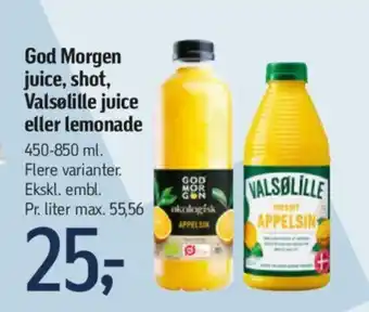 Føtex God Morgen juice, shot, Valselille juice eller lemonade tilbud