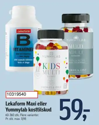 Føtex Lekaform Maxi eller Yummylab kosttilskud tilbud