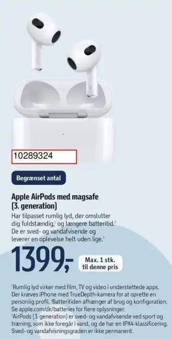 Føtex Apple AirPods med magsafe (3. generation] tilbud