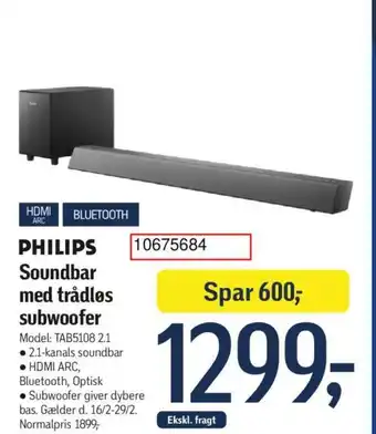 Føtex Soundbar med trådløs subwoofer tilbud