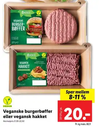 Veganske burgerbøffer eller vegansk hakket