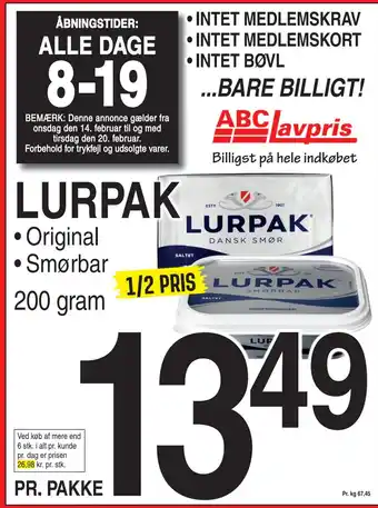 ABC Lavpris LURPAK tilbud