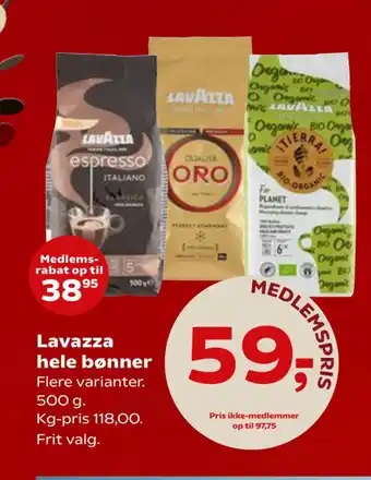 Kvickly Lavazza hele bønner tilbud