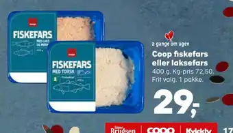 Kvickly Coop fiskefars eller laksefars tilbud