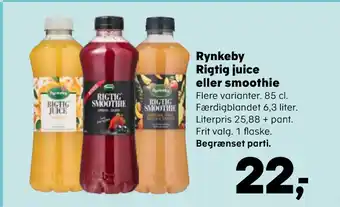 Kvickly Rynkeby Rigtig juice eller smoothie tilbud