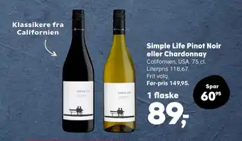 SuperBrugsen Simple Life Pinot Noir eller Chardonnay tilbud