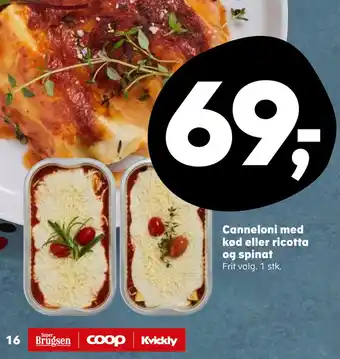 SuperBrugsen Canneloni med kød eller ricotta og spinat tilbud