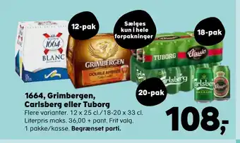 SuperBrugsen 1664, Grimbergen, Carlsberg eller Tuborg tilbud