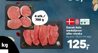SuperBrugsen Dansk Kalv medaljoner eller steaks tilbud