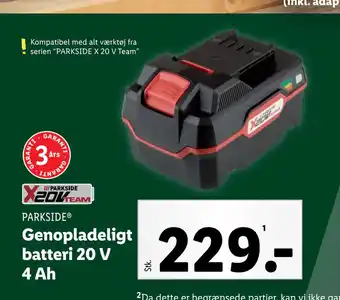 Lidl Genopladeligt batteri 20 V 4 Ah tilbud