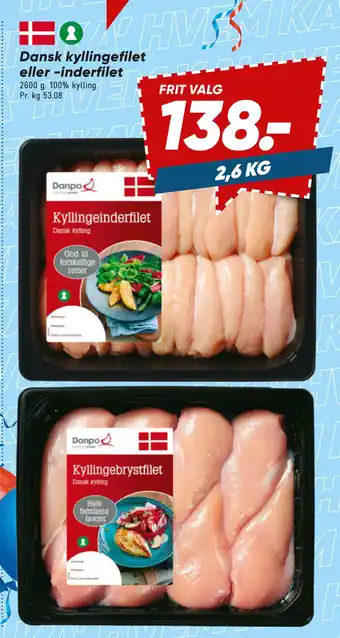 Bilka Dansk kyllingefilet eller -inderfilet tilbud