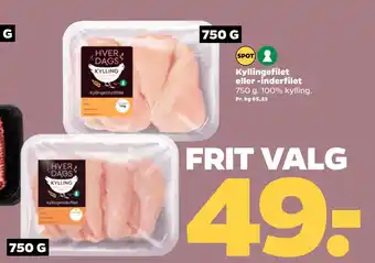 Netto Kyllingefilet eller -inderfilet tilbud