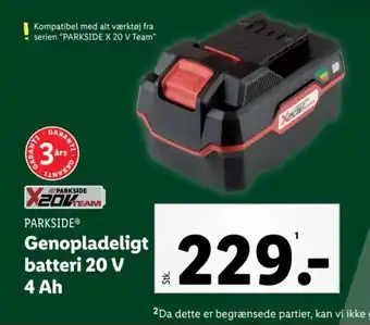 Lidl Genopladeligt batteri 20 V 4 Ah tilbud