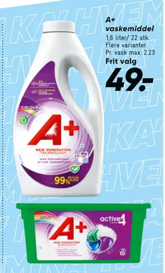 Bilka A+ vaskemiddel tilbud