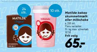 Bilka Matilde kakao skummetmælk eller milkshake tilbud