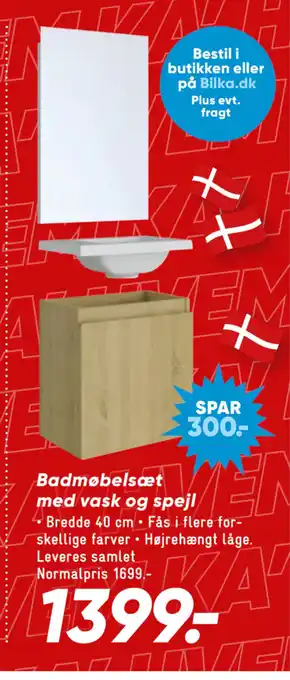 Bilka Badmøbelsæt med vask og spejl tilbud