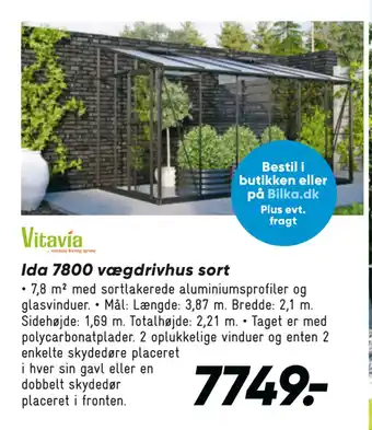 Bilka Ida 7800 vægdrivhus sort tilbud