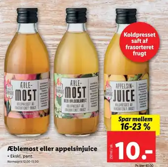 Lidl Æblemost eller appelsinjuice tilbud