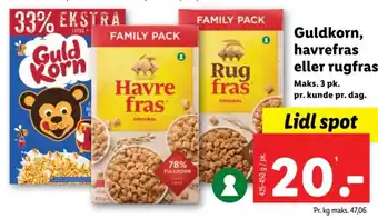Lidl Guldkorn, havrefras eller rugfras tilbud