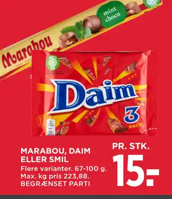 MENY MARABOU, DAIM ELLER SMIL tilbud