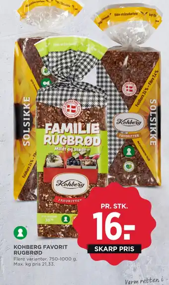 MENY KOHBERG FAVORIT RUGBRØD tilbud