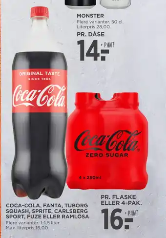 MENY COCA-COLA, FANTA, TUBORG SQUASH, SPRITE, CARLSBERG SPORT, FUZE ELLER RAMLÖSA tilbud