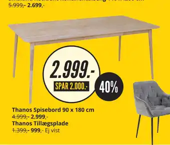 My Home Thanos Spisebord 90 x 180 cm tilbud