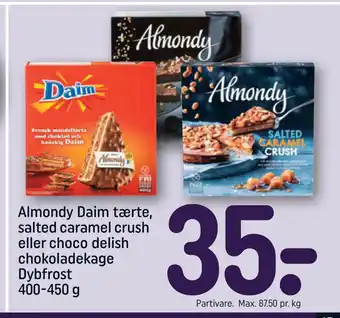 REMA 1000 Almondy Daim tærte, salted caramel crush eller choco delish chokoladekage Dybfrost 400-450 g tilbud