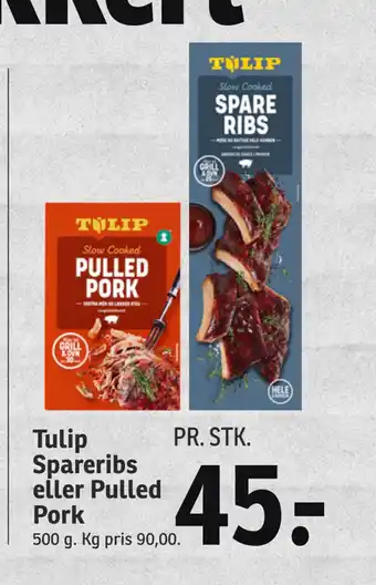 SPAR Tulip Spareribs eller Pulled Pork tilbud