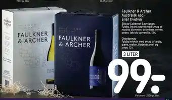 REMA 1000 Faulkner & Archer Australsk rød- eller hvidvin tilbud