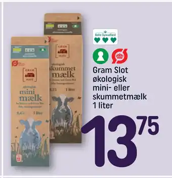 REMA 1000 Gram Slot økologisk mini- eller skummetmælk 1 liter tilbud