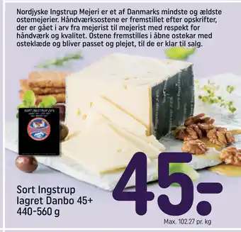REMA 1000 Sort Ingstrup lagret Danbo 45+ 440-560 g tilbud