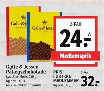 SPAR Galle & Jessen Pålægschokolade tilbud