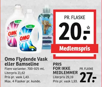 SPAR Omo Flydende Vask eller Bamseline tilbud