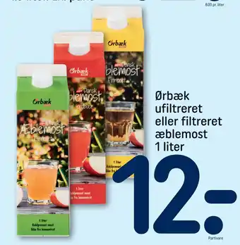 REMA 1000 Ørbæk ufiltreret eller filtreret æblemost tilbud
