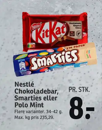 SPAR Nestlé Chokoladebar, Smarties eller Polo Mint tilbud
