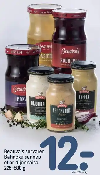 REMA 1000 Beauvais survarer, Bähncke sennep eller dijonnaise 225580 g tilbud