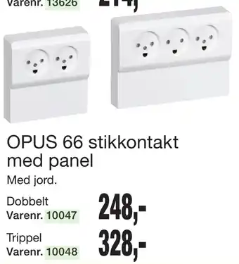 Harald Nyborg OPUS 66 stikkontakt med panel tilbud