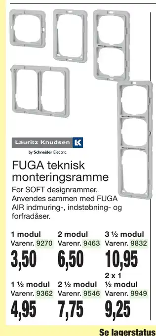 Harald Nyborg FUGA teknisk monteringsramme tilbud