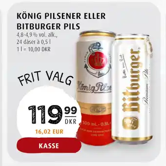 Scandinavian Park KÖNIG PILSENER ELLER BITBURGER PILS tilbud