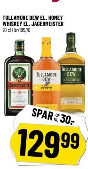 Løvbjerg TULLAMORE DEW EL. HONEY WHISKEY EL. JÄGERMEISTER tilbud