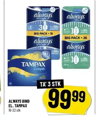 Løvbjerg ALWAYS BIND EL. TAMPAX tilbud