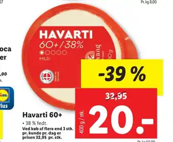Lidl Havarti 60+ tilbud