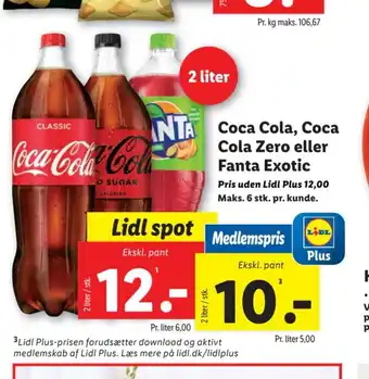 Lidl Coca Cola, Coca Cola Zero eller Fanta Exotic tilbud