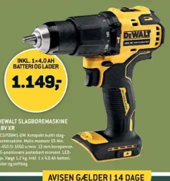 XL-BYG DEWALT SLAGBOREMASKINE 18V XR tilbud