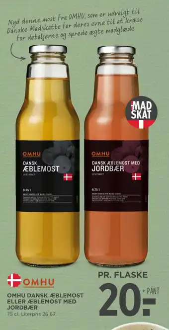 MENY OMHU DANSK ÆBLEMOST ELLER ÆBLEMOST MED JORDBÆR tilbud