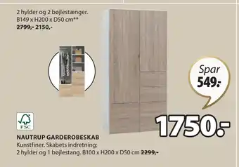 JYSK NAUTRUP GARDEROBESKAB tilbud